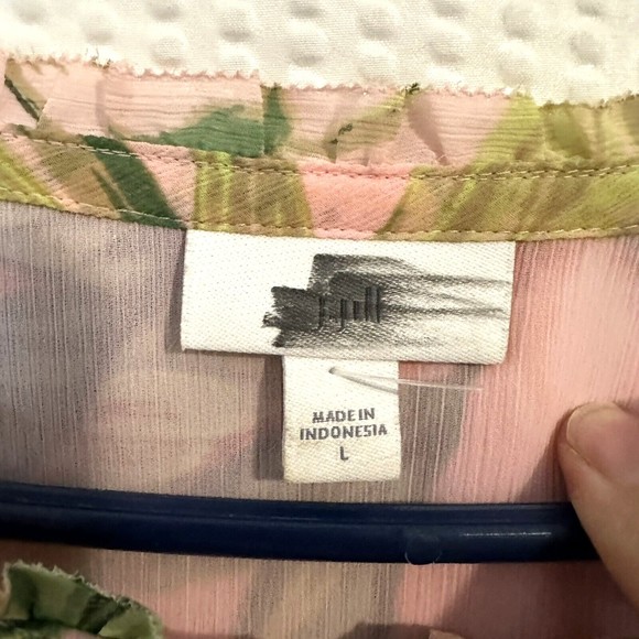 J Jill Womens Pink  Floral Jungle Leaves Blouse Top Size Large - Picture 7 of 7